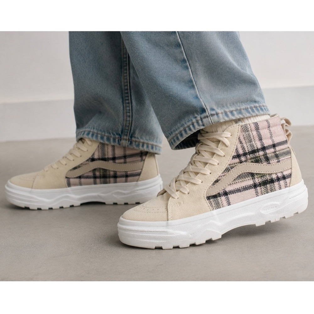 VANS Sentry‎ Sk8 Hi Plaid Turtledove Ultra Cush Platform Shoes Women's Sz 9.5